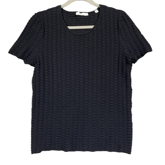 A.L.C. 3D Textured Blouse Womens Size Large Black Cross-over Back - Picture 1 of 6